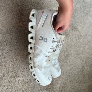 Cream/white ON cloud running shoes